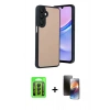 MARSİLYAN™- Galaxy A15 4G Kılıf Kıvılcım Işık Serisi - Siyah 3D Antistatik Mat Seramik Nano Ekran Koruyucu + Raze Metal Kamera Lens - SH