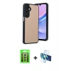 MARSİLYAN™- Galaxy A15 4G Kılıf Kıvılcım Işık Serisi - Siyah 3D Antistatik Seramik Nano Ekran Koruyucu + Raze Metal Kamera Lens - GS