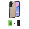 MARSİLYAN™- Galaxy A15 4G Kılıf Kıvılcım Işık Serisi - Siyah 6D Antistatik Mat Seramik Hayalet Nano Ekran Koruyucu + Raze Metal Kamera Lens - GS