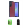 MARSİLYAN™- Galaxy A15 4G Kılıf Kıvılcım Işık Serisi - Siyah 6D Antistatik Mat Seramik Hayalet Nano Ekran Koruyucu + Raze Metal Kamera Lens - GS