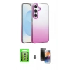 MARSİLYAN™- Galaxy A15 4G Kılıf Kıvılcım Minimal Özel Seri - Siyah 3D Antistatik Mat Seramik Nano Ekran Koruyucu + Raze Metal Kamera Lens - GS