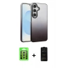 MARSİLYAN™- Galaxy A15 4G Kılıf Kıvılcım Minimal Özel Seri - Siyah 6D Antistatik Mat Seramik Hayalet Nano Ekran Koruyucu + Raze Metal Kamera Lens - GS