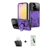 MARSİLYAN™- Galaxy A15 4G Kılıf Kıvılcım Modern Serisi - Şeffaf Pasifik Cam Ekran Koruyucu + Kamera Lens Koruma Cam - SF
