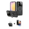 MARSİLYAN™- Galaxy A15 4G Kılıf Kıvılcım Modern Serisi - Siyah 3D Antistatik Mat Seramik Nano Ekran Koruyucu + Kamera Lens Koruma Cam - SF