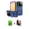 MARSİLYAN™- Galaxy A15 4G Kılıf Kıvılcım Modern Serisi - Siyah 3D Antistatik Mat Seramik Nano Ekran Koruyucu + Raze Metal Kamera Lens - GS
