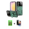 MARSİLYAN™- Galaxy A15 4G Kılıf Kıvılcım Modern Serisi - Siyah 3D Antistatik Mat Seramik Nano Ekran Koruyucu + Raze Metal Kamera Lens - GS
