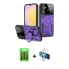 MARSİLYAN™- Galaxy A15 4G Kılıf Kıvılcım Modern Serisi - Siyah 3D Antistatik Seramik Nano Ekran Koruyucu + Raze Metal Kamera Lens - SH