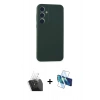 MARSİLYAN™- Galaxy A15 4G Kılıf Kozmos Yansıma Özel Seri - Siyah 3D Antistatik Cam Ekran Koruyucu + Kamera Lens Koruma Cam - SF