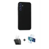 MARSİLYAN™- Galaxy A15 4G Kılıf Kozmos Yansıma Özel Seri - Siyah 3D Antistatik Cam Ekran Koruyucu + Kamera Lens Koruma Cam - SF