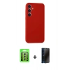 MARSİLYAN™- Galaxy A15 4G Kılıf Kozmos Yansıma Özel Seri - Siyah 3D Antistatik Hayalet Cam Ekran Koruyucu + Raze Metal Kamera Lens - GS