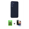 MARSİLYAN™- Galaxy A15 4G Kılıf Kozmos Yansıma Özel Seri - Siyah 3D Antistatik Mat Seramik Nano Ekran Koruyucu + Raze Metal Kamera Lens - SH