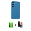 MARSİLYAN™- Galaxy A15 4G Kılıf Kozmos Yansıma Özel Seri - Siyah 3D Antistatik Mat Seramik Nano Ekran Koruyucu + Raze Metal Kamera Lens - SH