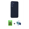 MARSİLYAN™- Galaxy A15 4G Kılıf Kozmos Yansıma Özel Seri - Siyah 3D Antistatik Seramik Nano Ekran Koruyucu + Raze Metal Kamera Lens - SH