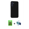 MARSİLYAN™- Galaxy A15 4G Kılıf Kozmos Yansıma Özel Seri - Siyah 3D Antistatik Seramik Nano Ekran Koruyucu + Raze Metal Kamera Lens - SH