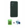 MARSİLYAN™- Galaxy A15 4G Kılıf Kozmos Yansıma Özel Seri - Siyah 3D Antistatik Seramik Nano Ekran Koruyucu + Raze Metal Kamera Lens - SH