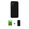 MARSİLYAN™- Galaxy A15 4G Kılıf Kozmos Yansıma Özel Seri - Siyah 6D Antistatik Mat Seramik Hayalet Nano Ekran Koruyucu + Raze Metal Kamera Lens - SH