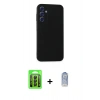 MARSİLYAN™- Galaxy A15 4G Kılıf Kozmos Yansıma Özel Seri - Siyah Joko Magic 5D Cam + Raze Metal Kamera Lens - SH