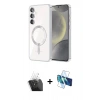 MARSİLYAN™- Galaxy A15 4G Kılıf Nova Işık Özel Seri - Siyah 3D Antistatik Cam Ekran Koruyucu + Şeffaf Kamera Lens Koruma Cam