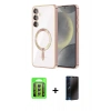 MARSİLYAN™- Galaxy A15 4G Kılıf Nova Işık Özel Seri - Siyah 3D Antistatik Hayalet Cam Ekran Koruyucu + Raze Metal Kamera Lens - GS