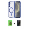 MARSİLYAN™- Galaxy A15 4G Kılıf Nova Işık Özel Seri - Siyah 3D Antistatik Hayalet Cam Ekran Koruyucu + Raze Metal Kamera Lens - GS