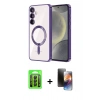 MARSİLYAN™- Galaxy A15 4G Kılıf Nova Işık Özel Seri - Siyah 3D Antistatik Mat Seramik Nano Ekran Koruyucu + Raze Metal Kamera Lens - SH