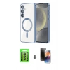 MARSİLYAN™- Galaxy A15 4G Kılıf Nova Işık Özel Seri - Siyah 3D Antistatik Mat Seramik Nano Ekran Koruyucu + Raze Metal Kamera Lens - SH
