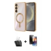 MARSİLYAN™- Galaxy A15 4G Kılıf Nova Işık Özel Seri - Siyah 3D Antistatik Mat Seramik Nano Ekran Koruyucu + Kamera Lens Koruma Cam - SF