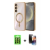 MARSİLYAN™- Galaxy A15 4G Kılıf Nova Işık Özel Seri - Siyah 3D Antistatik Mat Seramik Nano Ekran Koruyucu + Raze Metal Kamera Lens - SH