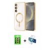 MARSİLYAN™- Galaxy A15 4G Kılıf Nova Işık Özel Seri - Siyah 3D Antistatik Seramik Nano Ekran Koruyucu + Raze Metal Kamera Lens - GS