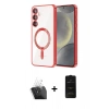 MARSİLYAN™- Galaxy A15 4G Kılıf Nova Işık Özel Seri - Siyah 6D Antistatik Mat Seramik Hayalet Nano Ekran Koruyucu + Kamera Lens Koruma Cam - SF