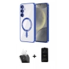 MARSİLYAN™- Galaxy A15 4G Kılıf Nova Işık Özel Seri - Siyah 6D Antistatik Mat Seramik Hayalet Nano Ekran Koruyucu + Kamera Lens Koruma Cam - SF