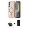 MARSİLYAN™- Galaxy A15 4G Kılıf Nova Işık Özel Seri - Siyah 6D Antistatik Mat Seramik Hayalet Nano Ekran Koruyucu + Kamera Lens Koruma Cam - SF