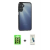 MARSİLYAN™- Galaxy A15 4G Kılıf Vadi Minimal - Şeffaf Pasifik Cam Ekran Koruyucu + Raze Metal Kamera Lens - GS