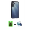 MARSİLYAN™- Galaxy A15 4G Kılıf Vadi Minimal - Siyah 3D Antistatik Seramik Nano Ekran Koruyucu + Raze Metal Kamera Lens - SH