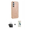 MARSİLYAN™- Galaxy A15 4G Kılıf Yankı Doku Prime - Şeffaf Pasifik Cam Ekran Koruyucu + Kamera Lens Koruma Cam - SF