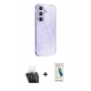 MARSİLYAN™- Galaxy A15 4G Kılıf Yankı Doku Prime - Şeffaf Pasifik Cam Ekran Koruyucu + Kamera Lens Koruma Cam - SF