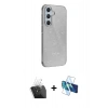 MARSİLYAN™- Galaxy A15 4G Kılıf Yankı Doku Prime - Siyah 3D Antistatik Seramik Nano Ekran Koruyucu + Kamera Lens Koruma Cam - SF