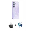 MARSİLYAN™- Galaxy A15 4G Kılıf Yankı Doku Prime - Siyah 3D Antistatik Seramik Nano Ekran Koruyucu + Kamera Lens Koruma Cam - SF