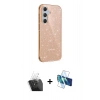 MARSİLYAN™- Galaxy A15 4G Kılıf Yankı Doku Prime - Siyah 3D Antistatik Seramik Nano Ekran Koruyucu + Kamera Lens Koruma Cam - SF