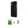 MARSİLYAN™- Galaxy A15 4G Kılıf Yankı Serisi - Siyah Joko Magic 5D Cam + Raze Metal Kamera Lens - SH