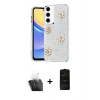 MARSİLYAN™- Galaxy A15 4G Kılıf Yörünge Form - Siyah 6D Antistatik Mat Seramik Hayalet Nano Ekran Koruyucu + Kamera Lens Koruma Cam - SF