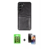 MARSİLYAN™- Galaxy A15 4G Kılıf Yörünge Işık Serisi - Siyah 3D Antistatik Mat Seramik Nano Ekran Koruyucu + Raze Metal Kamera Lens - GS