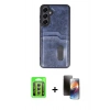 MARSİLYAN™- Galaxy A15 4G Kılıf Yörünge Işık Serisi - Siyah 3D Antistatik Mat Seramik Nano Ekran Koruyucu + Raze Metal Kamera Lens - GS