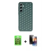 MARSİLYAN™- Galaxy A15 4G Kılıf Zirve Form - Siyah 3D Antistatik Mat Seramik Nano Ekran Koruyucu + Raze Metal Kamera Lens - GS