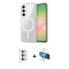 MARSİLYAN™- Galaxy A16 5G Kılıf Ahenk Minimal Serisi - Siyah 3D Antistatik Cam Ekran Koruyucu + Raze Metal Kamera Lens - GS