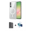 MARSİLYAN™- Galaxy A16 5G Kılıf Ahenk Minimal Serisi - Siyah 3D Antistatik Seramik Nano Ekran Koruyucu + Raze Metal Kamera Lens - SH