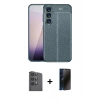 MARSİLYAN™- Galaxy A16 5G Kılıf Doruk Klasik Özel Seri - Siyah 3D Antistatik Hayalet Cam Ekran Koruyucu + Raze Metal Kamera Lens - SH