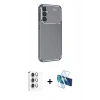 MARSİLYAN™- Galaxy A16 5G Kılıf Eksen Form Prime - Siyah 3D Antistatik Cam Ekran Koruyucu + Raze Metal Kamera Lens - GS