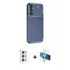 MARSİLYAN™- Galaxy A16 5G Kılıf Eksen Form Prime - Siyah 3D Antistatik Cam Ekran Koruyucu + Raze Metal Kamera Lens - GS