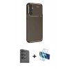MARSİLYAN™- Galaxy A16 5G Kılıf Eksen Form Prime - Siyah 3D Antistatik Seramik Nano Ekran Koruyucu + Raze Metal Kamera Lens - SH